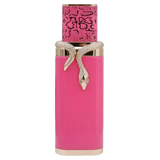 Pink decorative empty bottle with snake accent, home decor vase