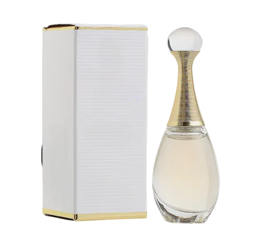 Empty decorative glass bottle with gold accents, ideal for home decor, shown with white gift box