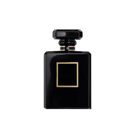 Elegant black decorative empty bottle with gold trim for home decor