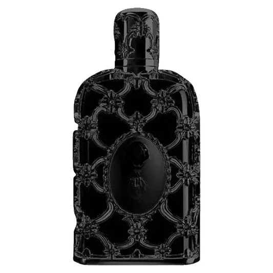 Black decorative empty bottle with ornate floral pattern for home decor