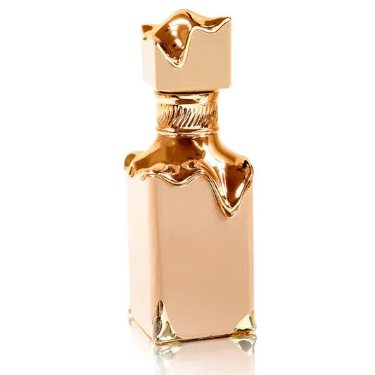 Decorative glass bottle with gold cap, perfect for home decor or DIY projects