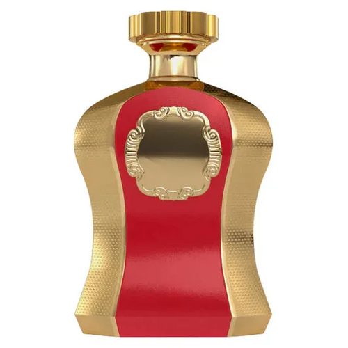 Elegant red and gold decorative empty bottle for home decor, ornate frame design