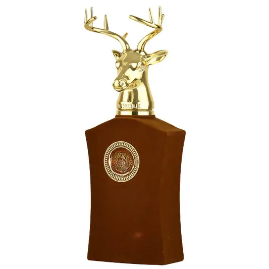 Decorative empty bottle with golden deer head lid, elegant home decor accent